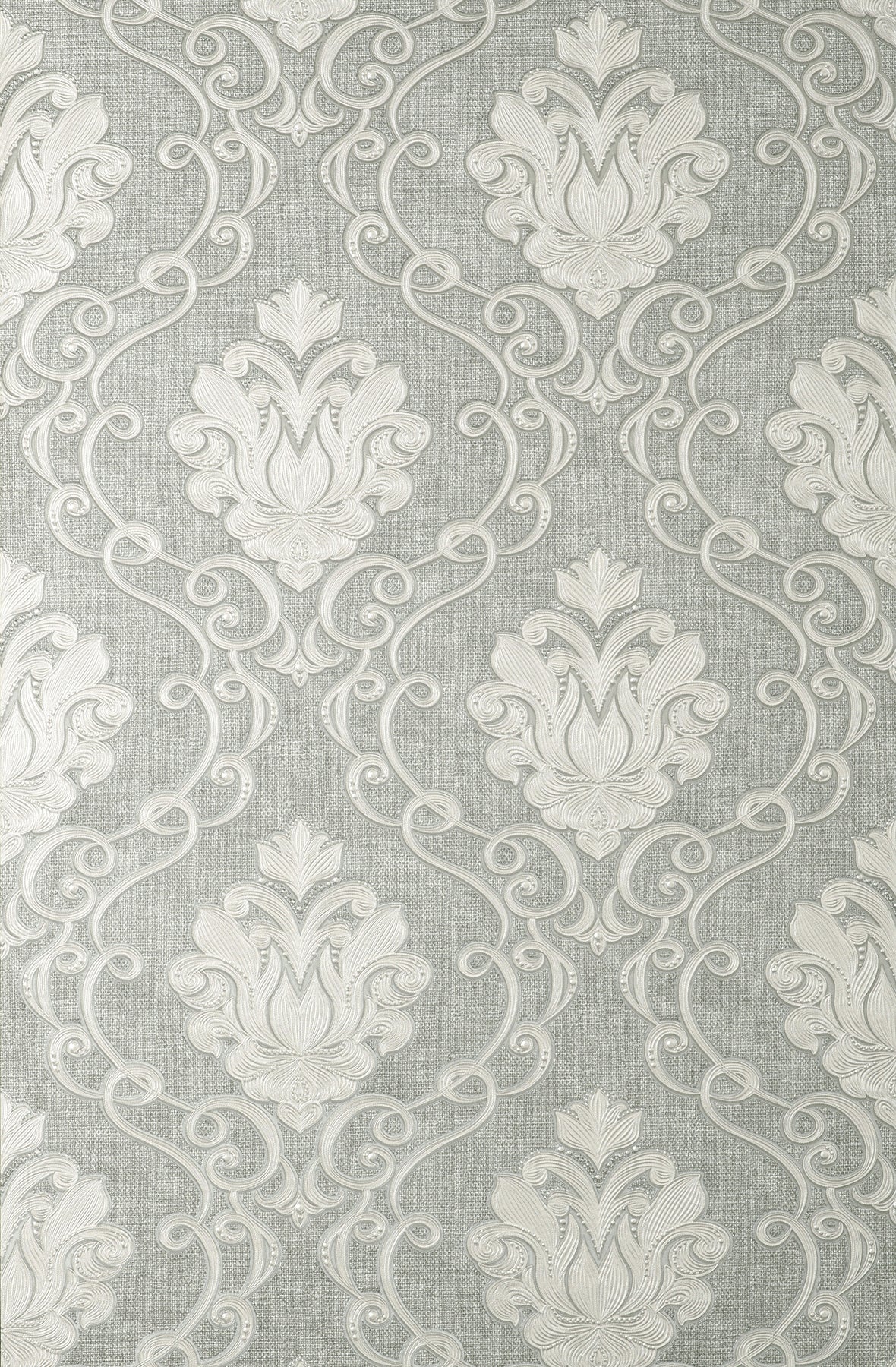 Fine Decor Florentine Grey Damask Wallpaper, 20.9-in by 33-ft