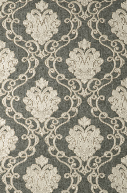 Fine Decor Florentine Charcoal Damask Wallpaper, 20.9-in by 33-ft