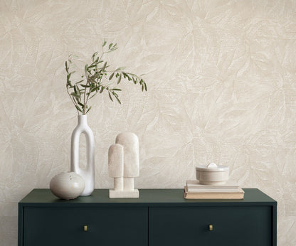 Fine Decor Aspen Bone Leaf Wallpaper, 20.9-in by 33-ft