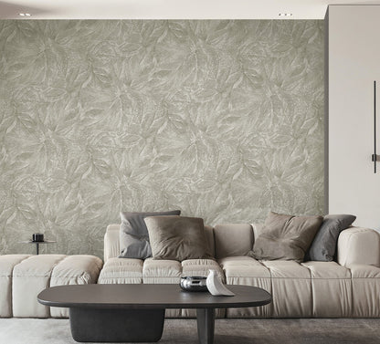 Fine Decor Aspen Sterling Leaf Wallpaper, 20.9-in by 33-ft