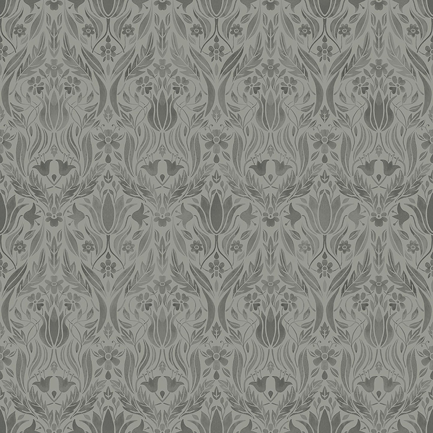 Midbec Ludvig Dark Grey Floral Ogee Wallpaper, 20.5-in by 33-ft