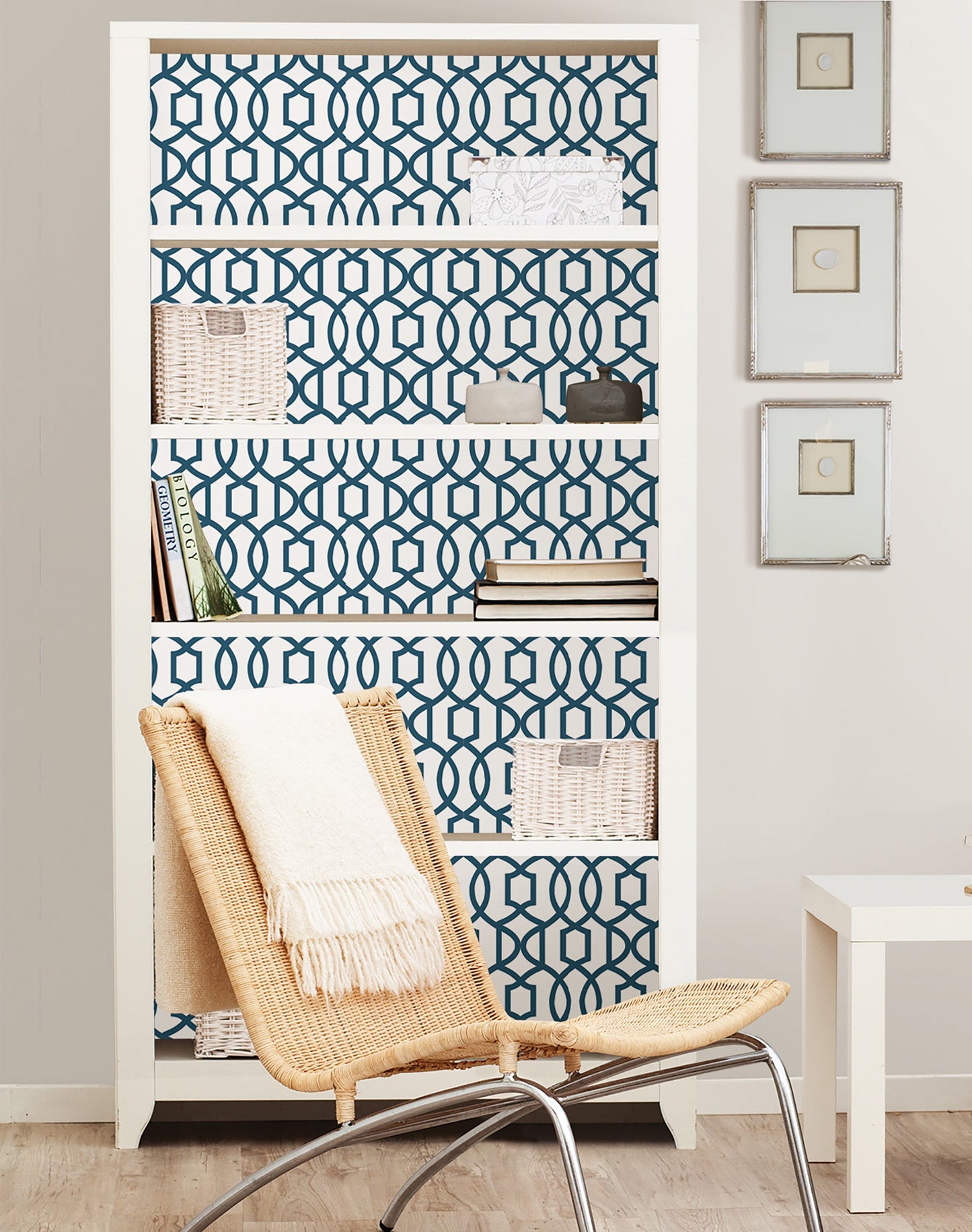 NuWallpaper  Navy Grand Trellis P&S Wallpaper, 20.5-in by 18-ft