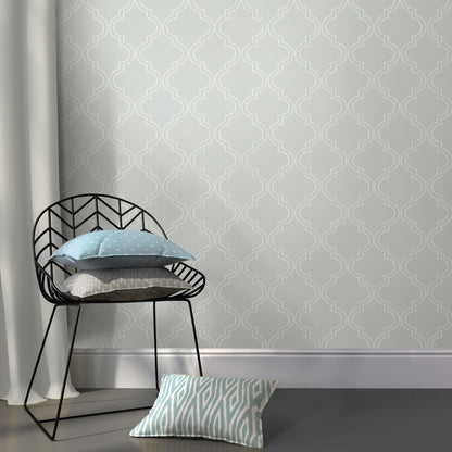 NuWallpaper  Grey Quatrefoil P&S Wallpaper, 20.5-in by 18-ft