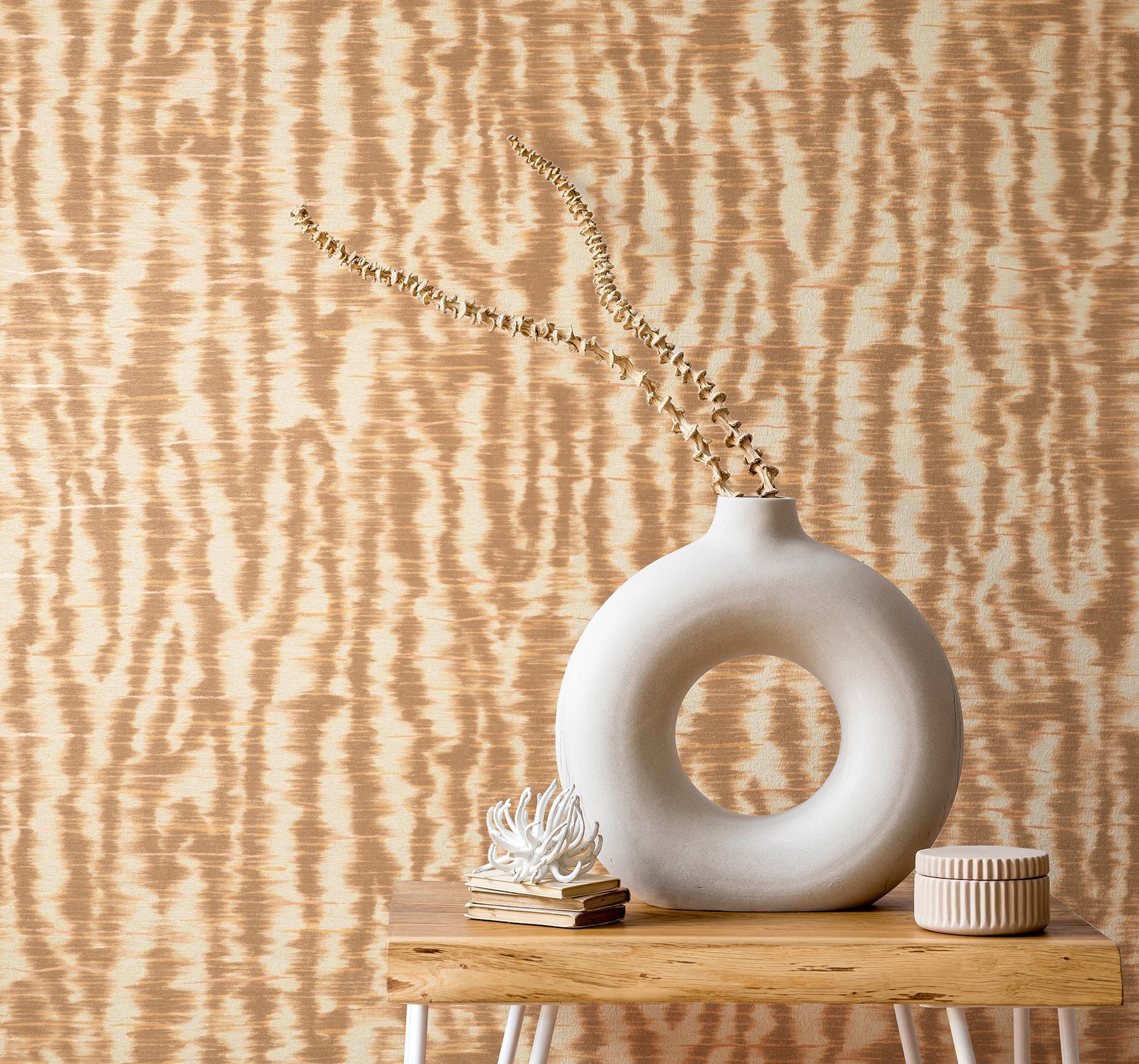 Fine Decor Hartmann Rust Stripe Texture Wallpaper, 20.5-in by 33-ft