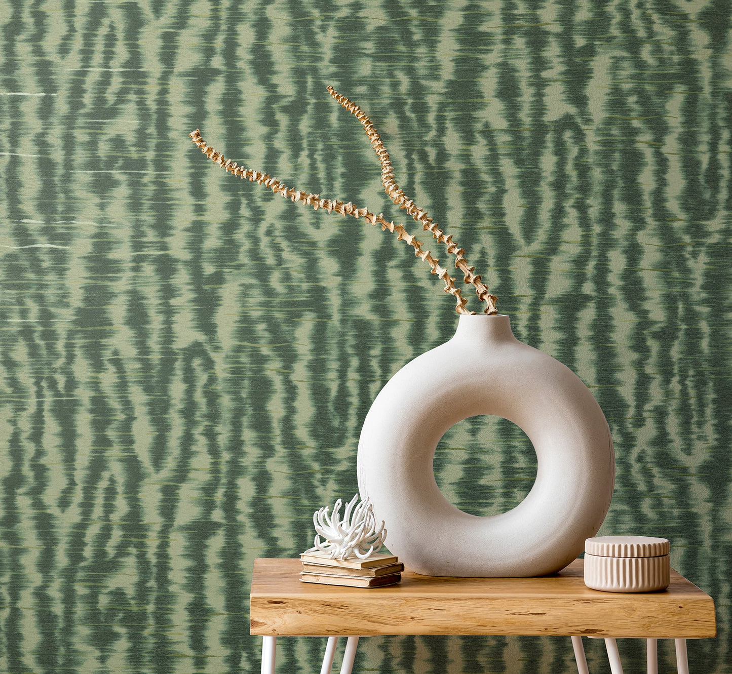 Fine Decor Hartmann Green Stripe Texture Wallpaper, 20.5-in by 33-ft