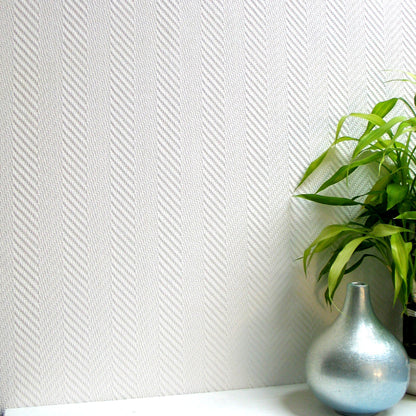 Brewster Herringbone White Paintable Anaglypta Pro Wallpaper, 20.5-in by 33-ft