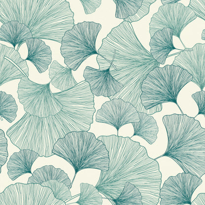 Rasch Waft Teal Ginkgo Wallpaper, 20.9-in by 33-ft