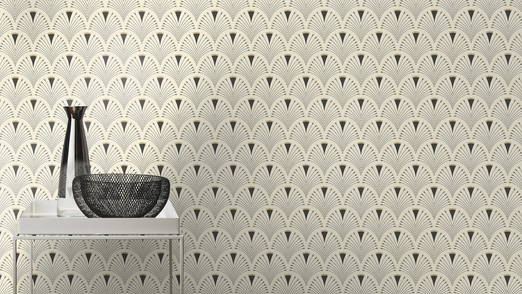 Rasch Ruhlmann Cream Fan Wallpaper, 20.5-in by 33-ft