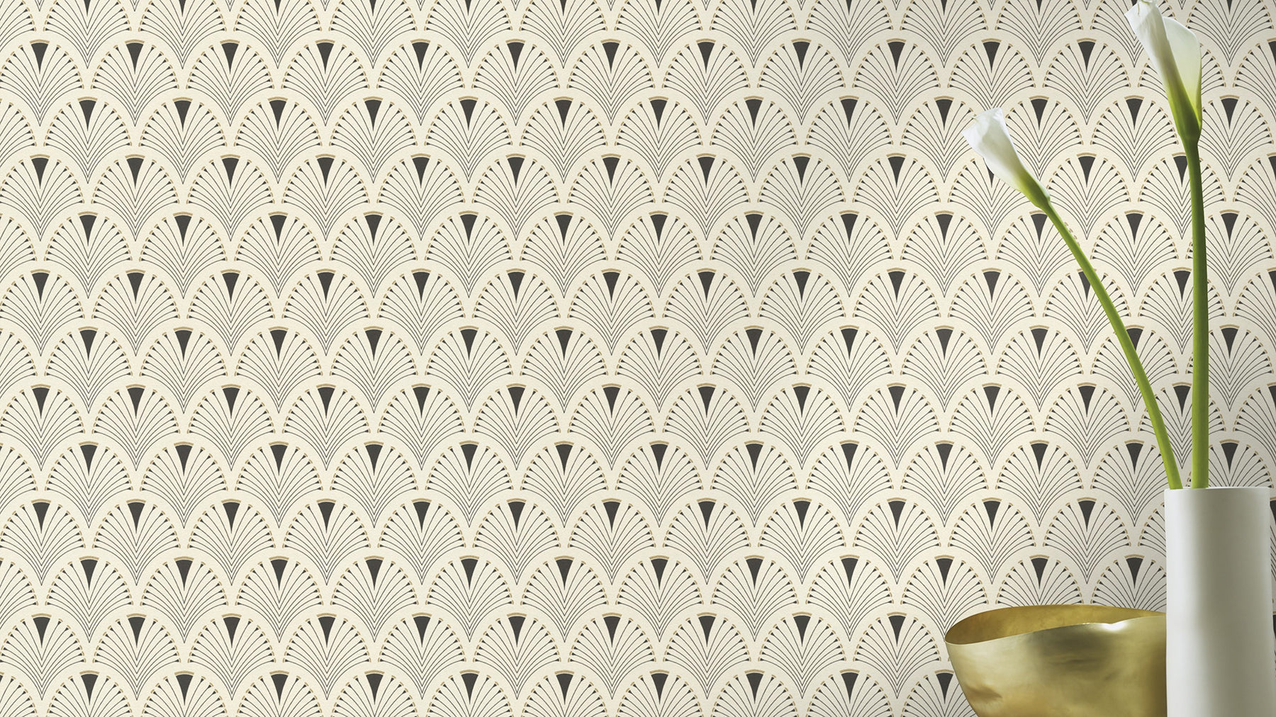 Rasch Ruhlmann Cream Fan Wallpaper, 20.5-in by 33-ft