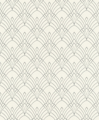 Rasch Rooney White Fan Wallpaper, 20.5-in by 33-ft