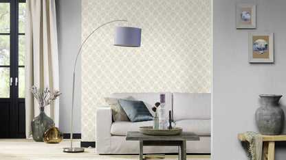 Rasch Rooney White Fan Wallpaper, 20.5-in by 33-ft