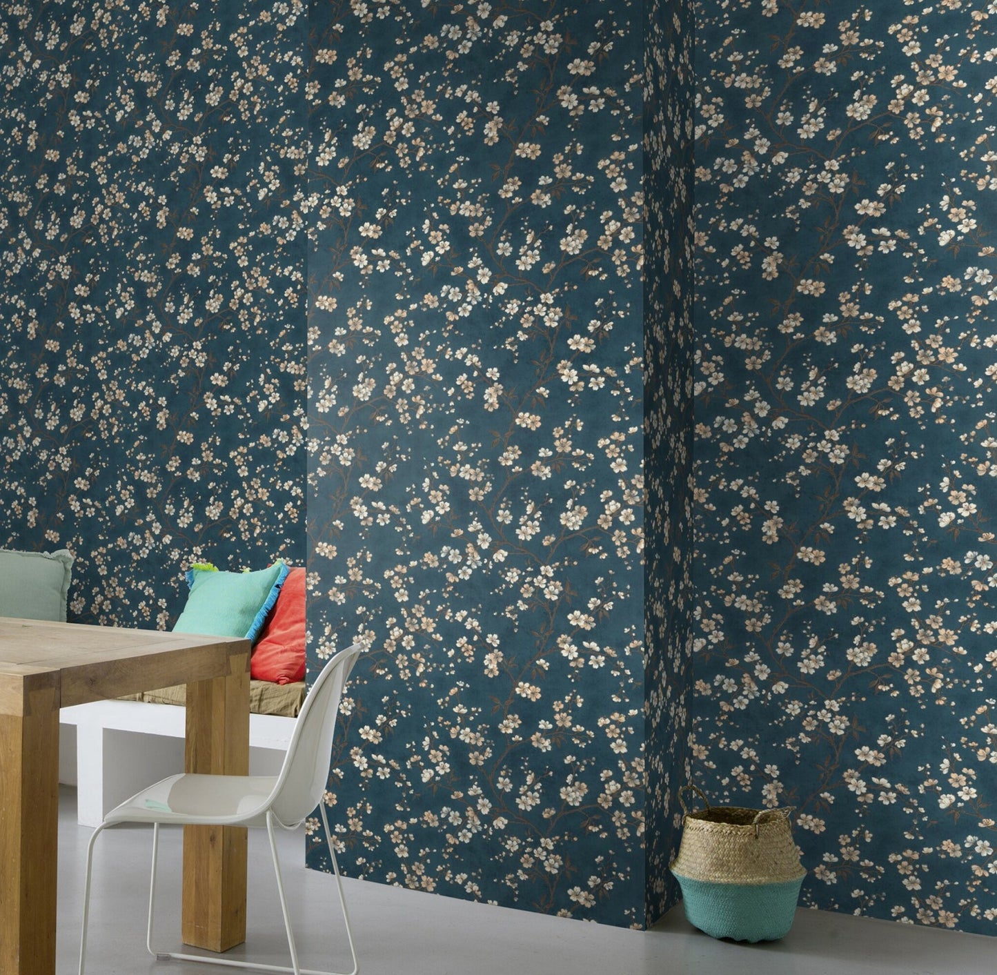 Rasch Tsubomi Blue Cherry Blossom Wallpaper, 20.9-in by 33-ft