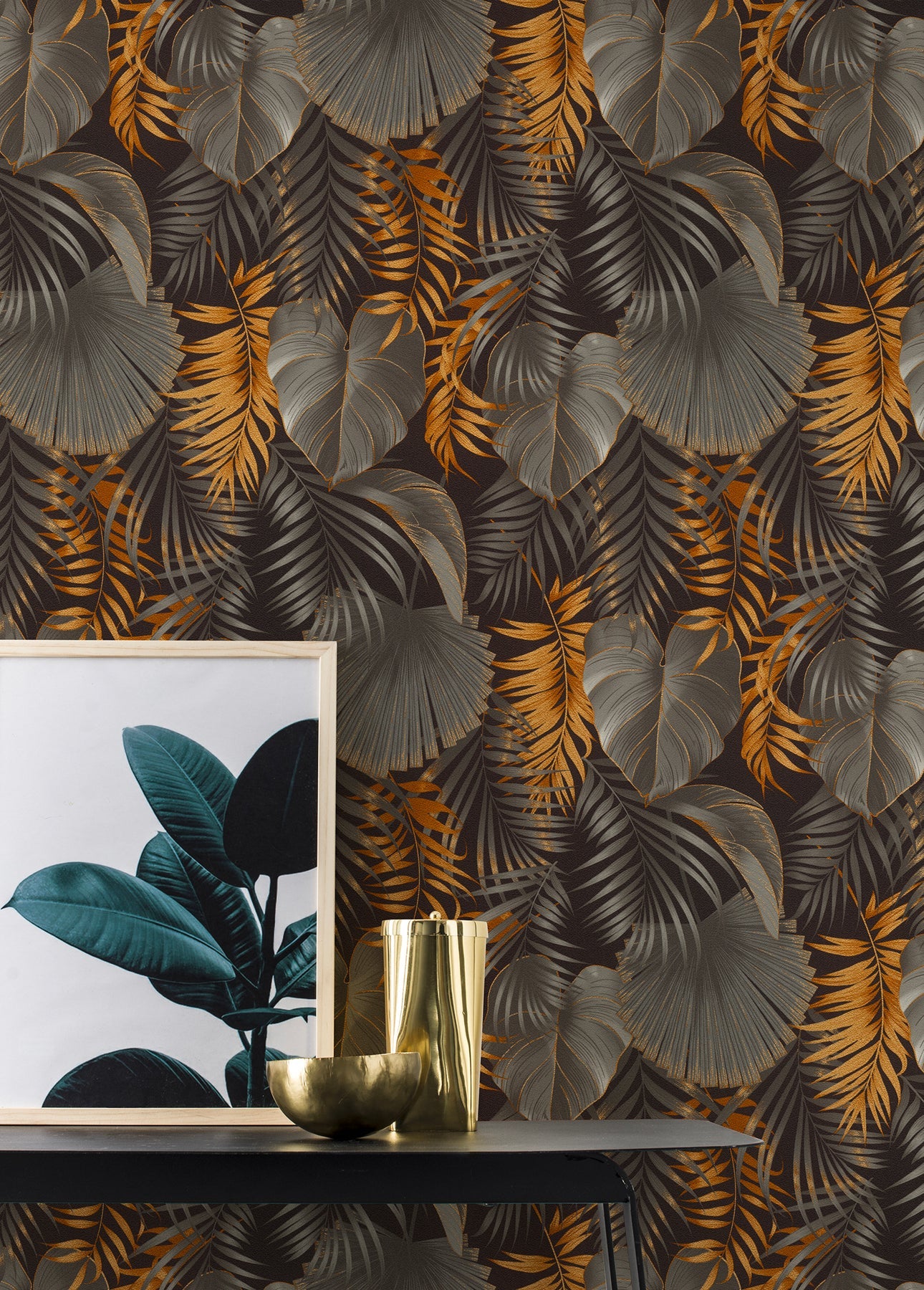 Rasch Valdivi Black Palm Fronds Wallpaper, 20.9-in by 33-ft