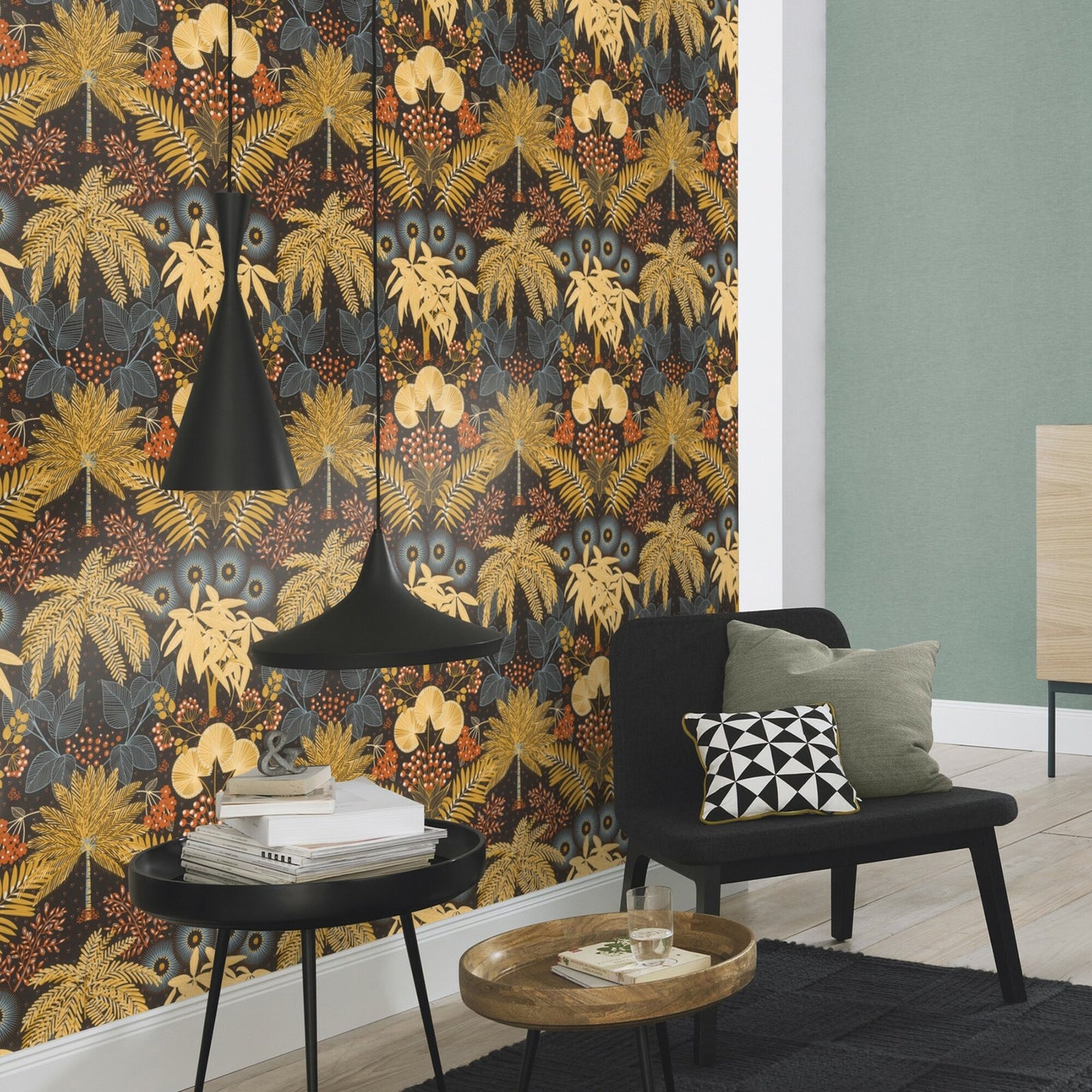 Rasch Leonor Mustard Bohemian Jungle Wallpaper, 20.9-in by 33-ft