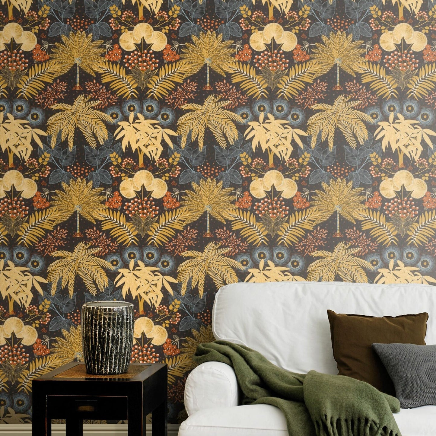 Rasch Leonor Mustard Bohemian Jungle Wallpaper, 20.9-in by 33-ft