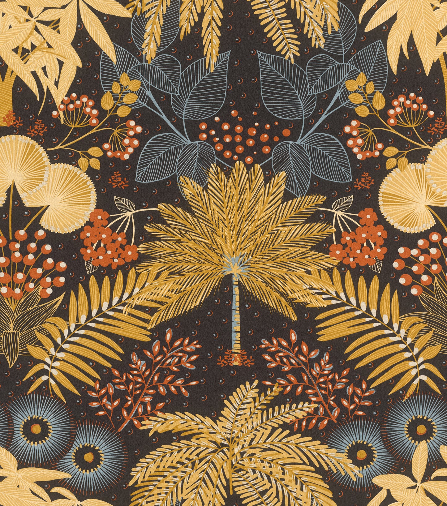 Rasch Leonor Mustard Bohemian Jungle Wallpaper, 20.9-in by 33-ft