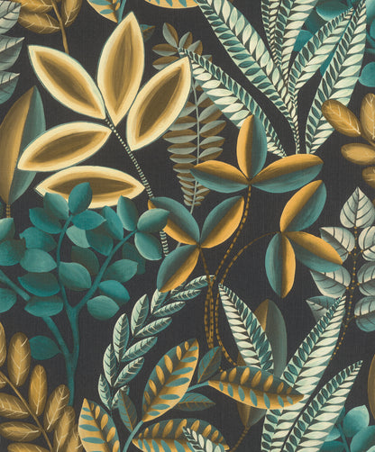 Rasch Liani Black Painterly Botanical Wallpaper, 20.9-in by 33-ft