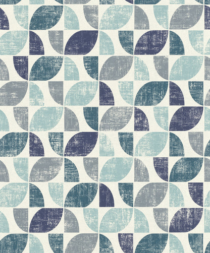 Rasch Dorwin Blue Geometric Wallpaper, 20.5-in by 33-ft