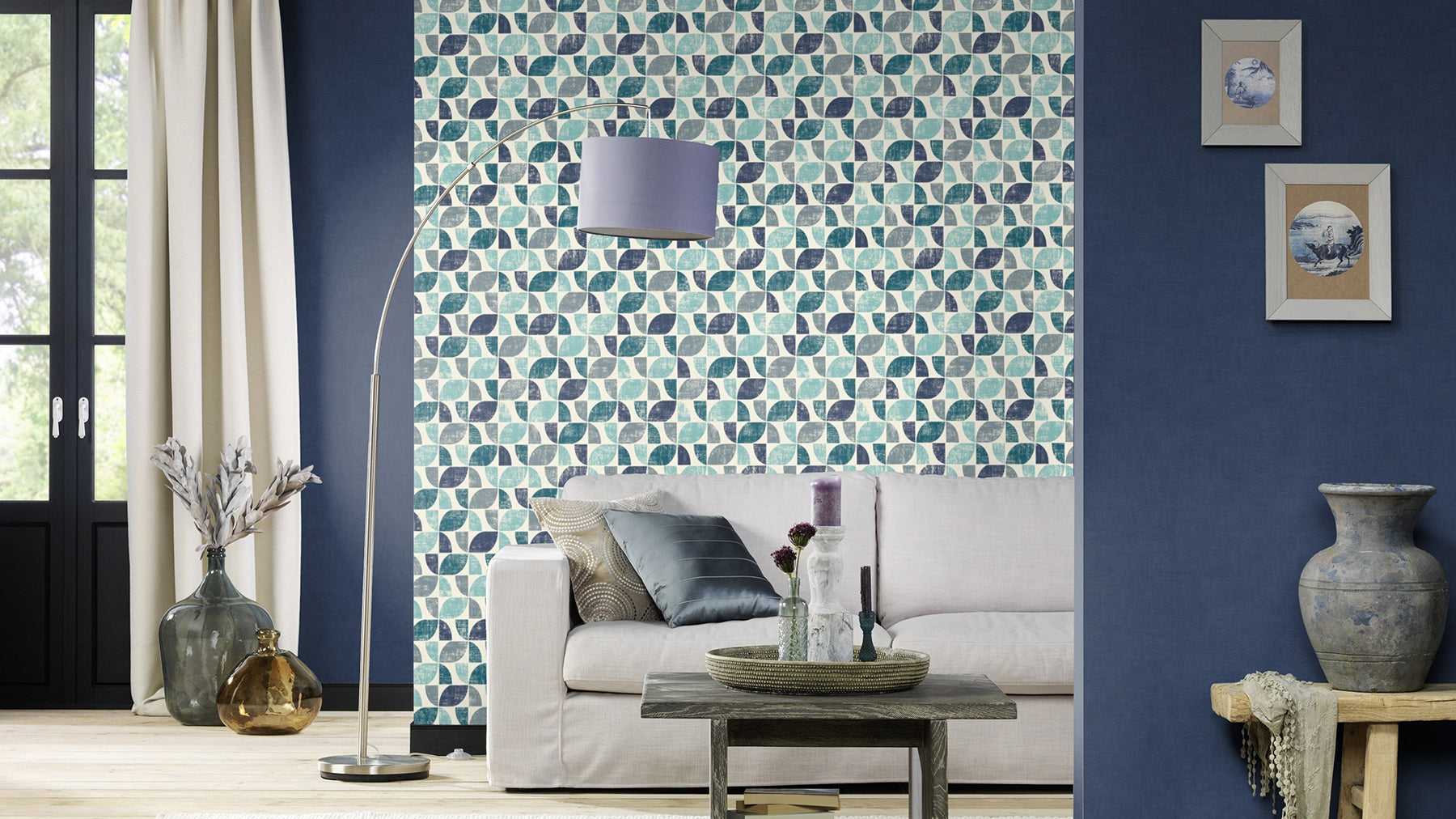 Rasch Dorwin Blue Geometric Wallpaper, 20.5-in by 33-ft