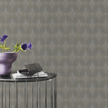 Rasch Tirsuli Grey Ogee Wallpaper, 20.5-in by 33-ft