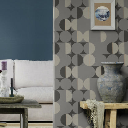 Rasch Cakara Grey Geometric Wallpaper, 20.5-in by 33-ft