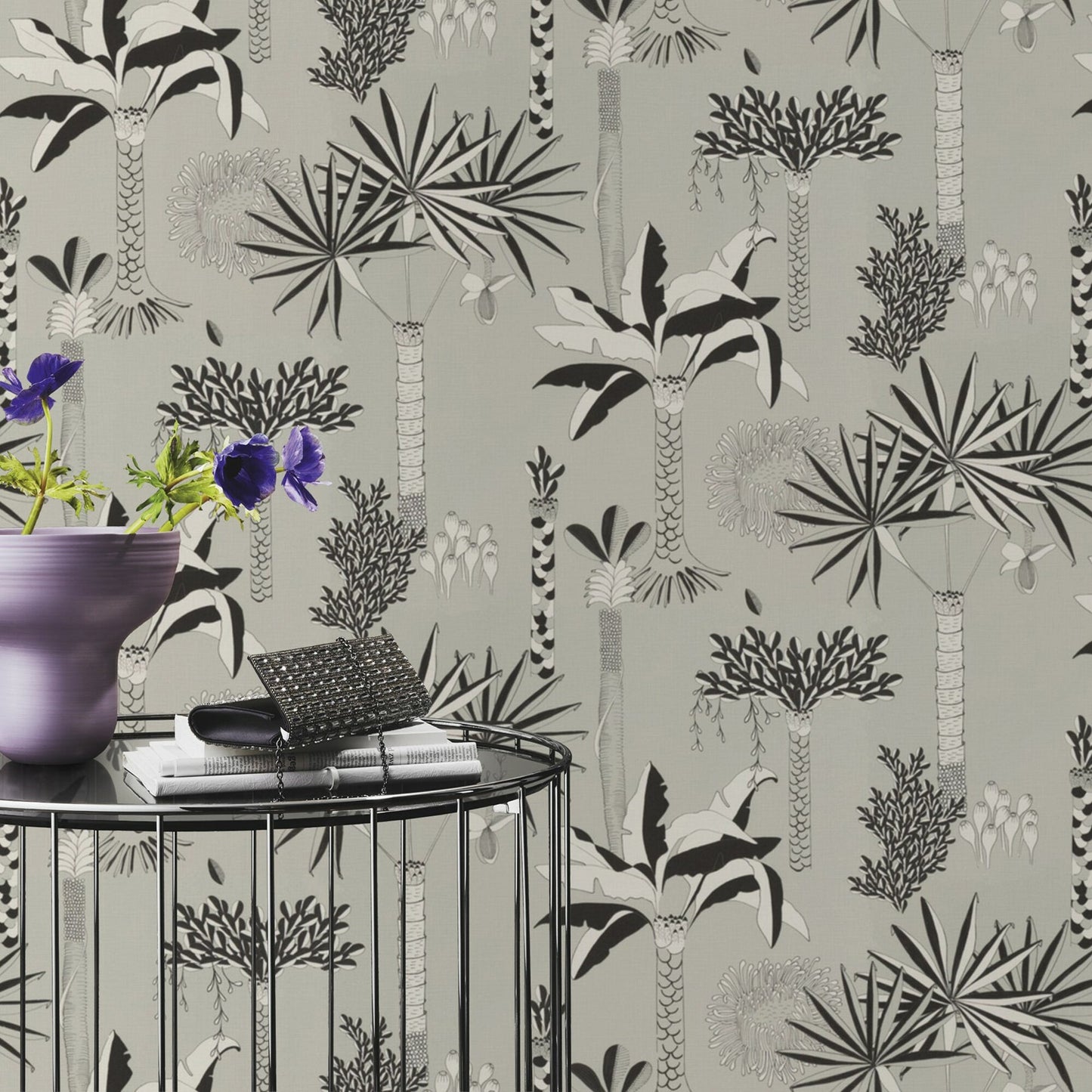 Rasch Sanjay Grey Tropical Grove Wallpaper, 20.5-in by 33-ft