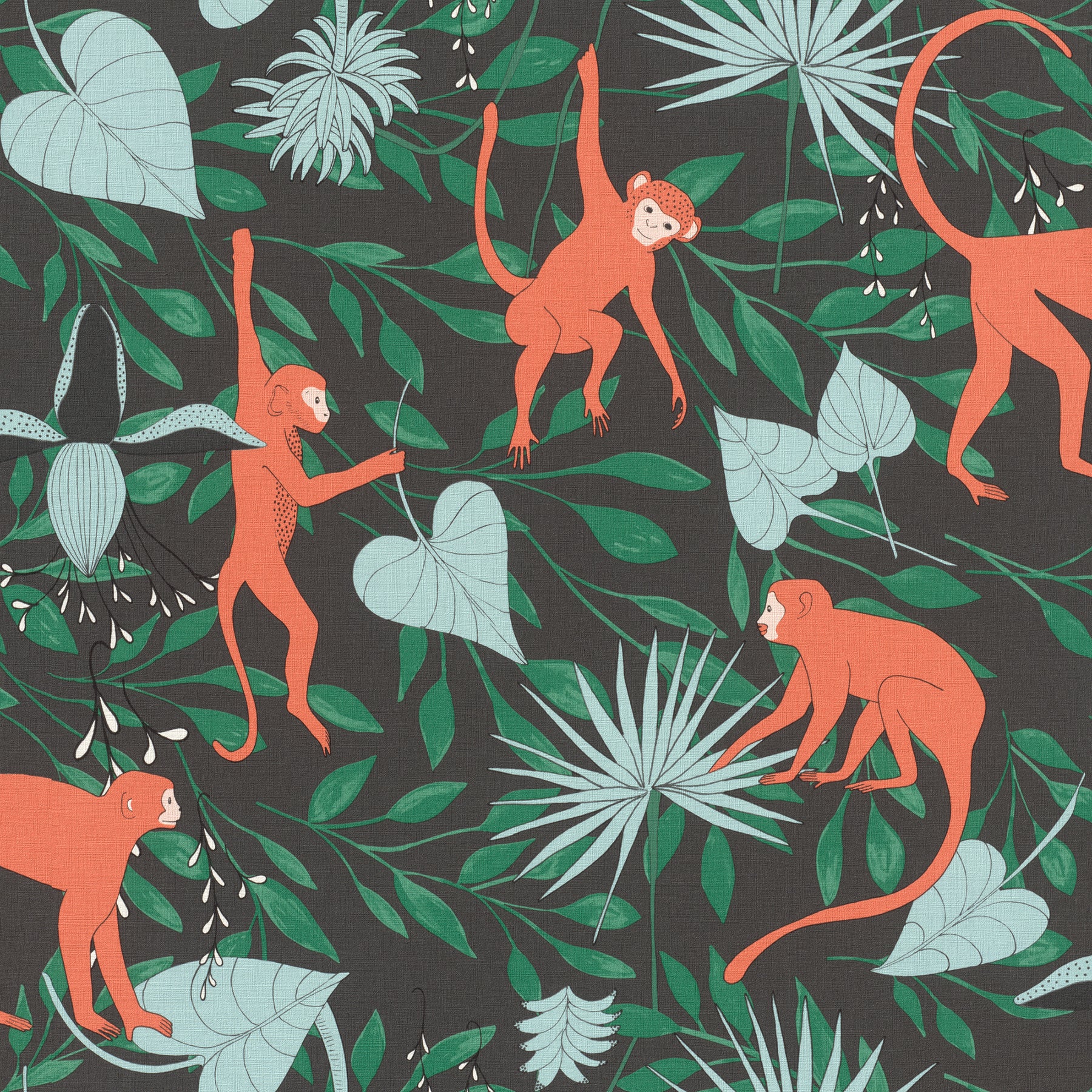 Rasch Langur Black Monkey Troop Wallpaper, 20.5-in by 33-ft