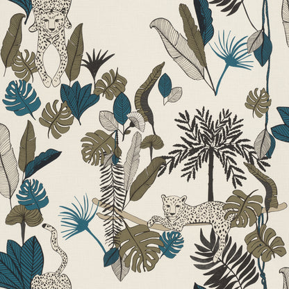 Rasch Tadoba Blue Jaguar Grove Wallpaper, 20.5-in by 33-ft