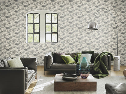 Rasch Kinabalu Charcoal Rainforest Wallpaper, 20.9-in by 33-ft