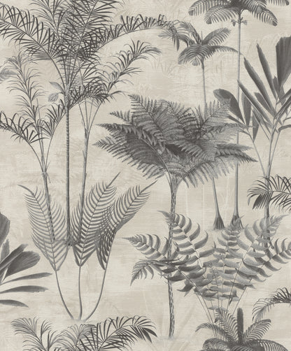 Rasch Kinabalu Charcoal Rainforest Wallpaper, 20.9-in by 33-ft