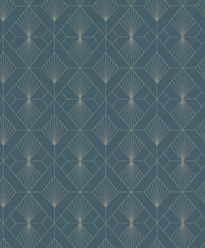 Rasch Henri Dark Green Geometric Wallpaper, 20.5-in by 33-ft