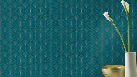 Rasch Henri Dark Green Geometric Wallpaper, 20.5-in by 33-ft