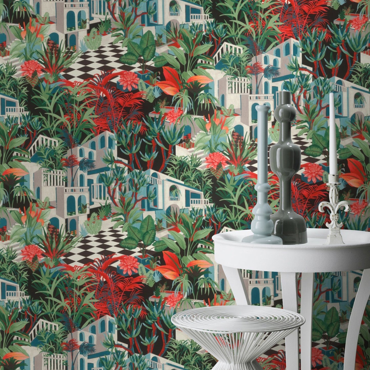 Rasch Merian Multicolor Architectural Wallpaper, 20.9-in by 33-ft