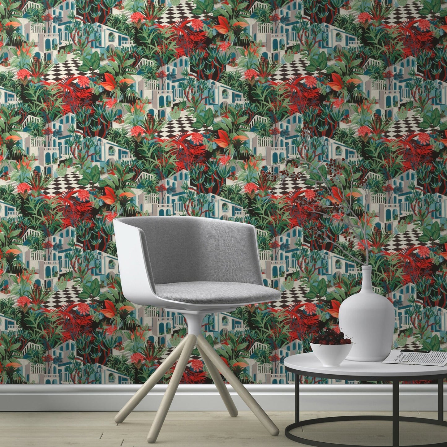 Rasch Merian Multicolor Architectural Wallpaper, 20.9-in by 33-ft