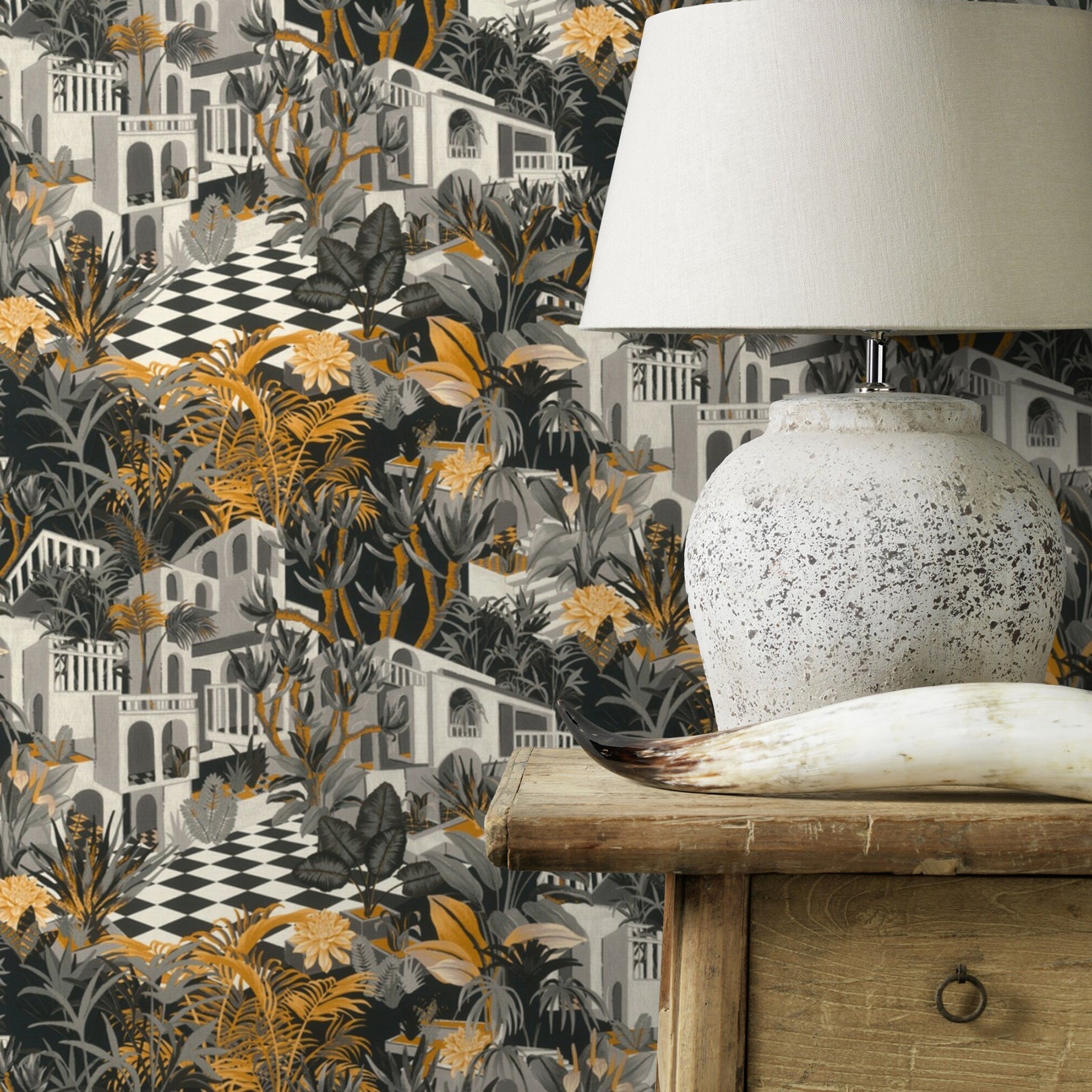 Rasch Merian Grey Architectural Wallpaper, 20.9-in by 33-ft