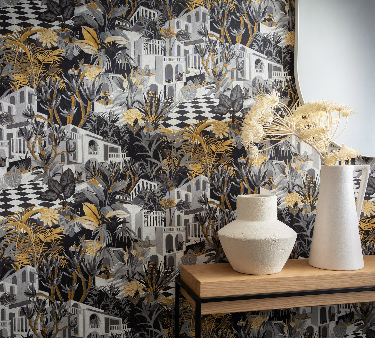 Rasch Merian Grey Architectural Wallpaper, 20.9-in by 33-ft