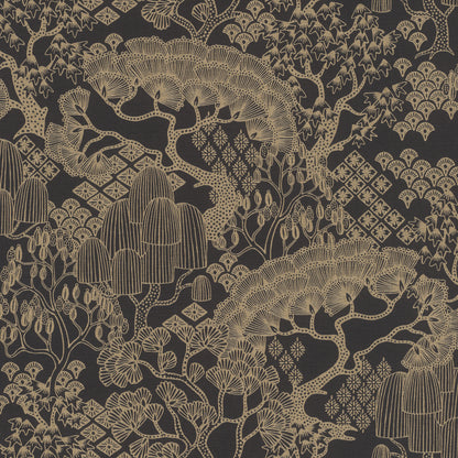 Rasch Chiaki Black Bonsai Dreams Wallpaper, 20.9-in by 33-ft