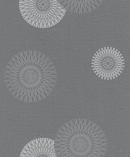 Rasch Eliel Grey Medallion Wallpaper, 20.5-in by 33-ft