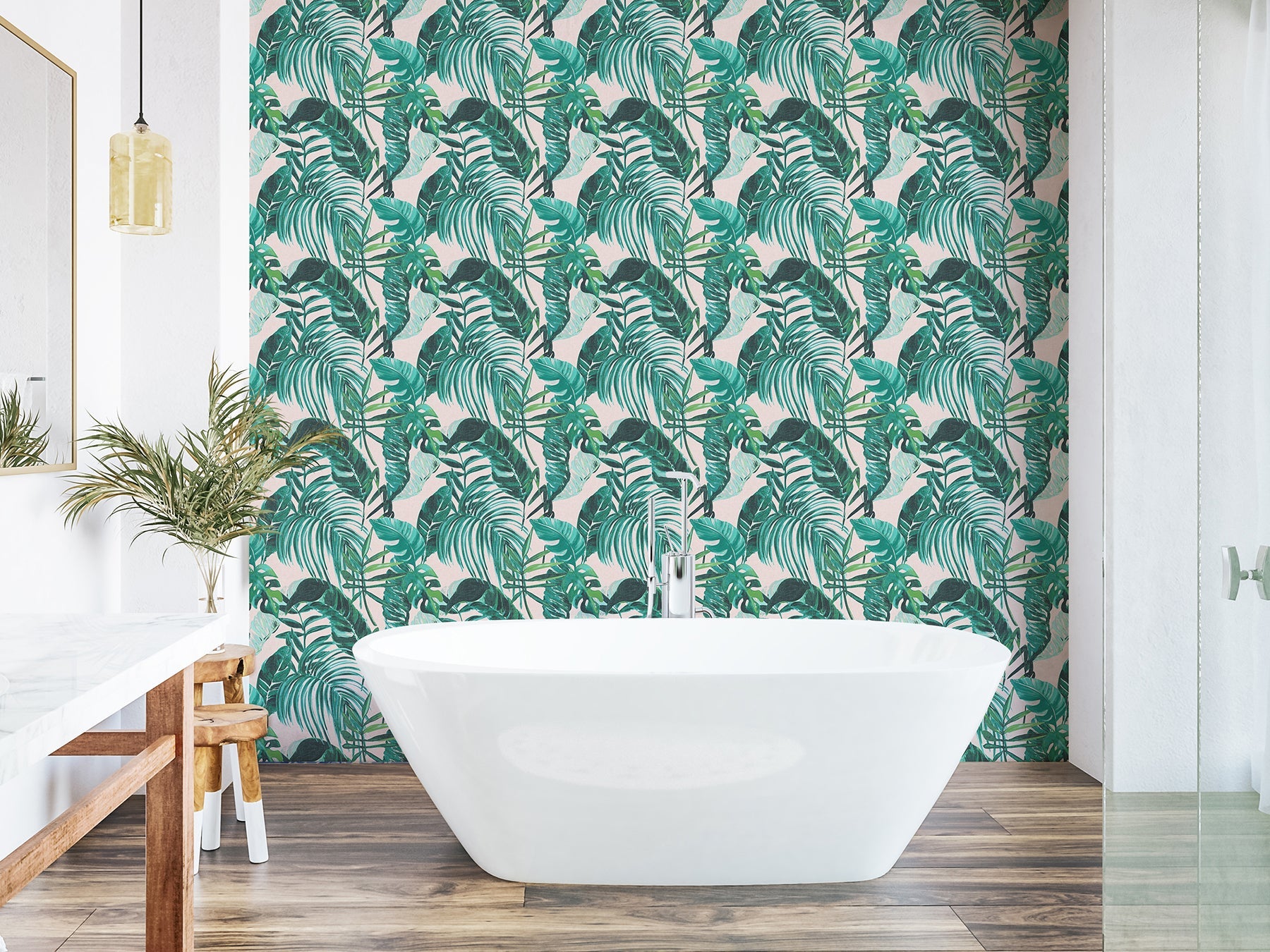 ohpopsi Grover Green Palmera Wallpaper, 19.7-in by 33-ft