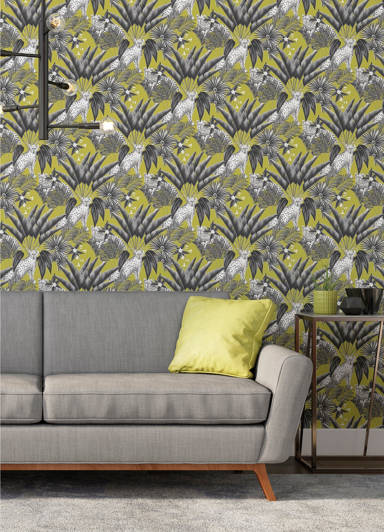 ohpopsi Augustus Grey Jungle Cheetah Wallpaper, 19.7-in by 33-ft