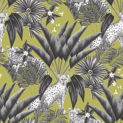 ohpopsi Augustus Grey Jungle Cheetah Wallpaper, 19.7-in by 33-ft