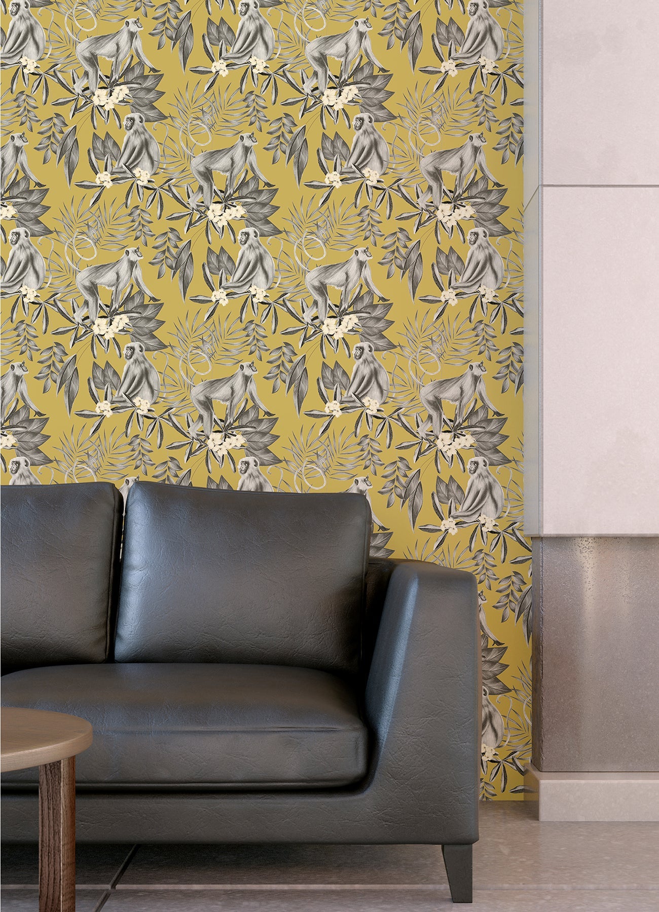 ohpopsi Morris Mustard Tropical Jungle Wallpaper, 19.7-in by 33-ft