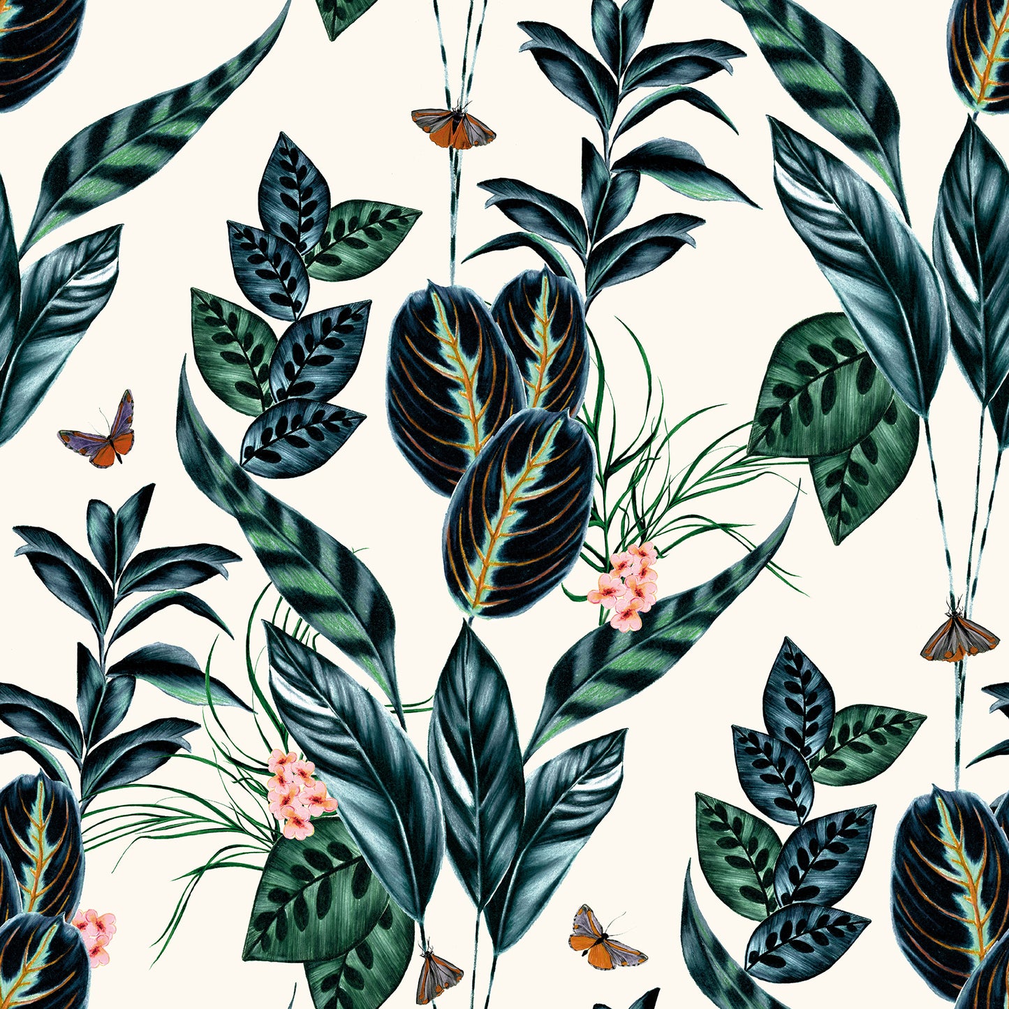 ohpopsi Spirit Indigo Tropical Foliage Wallpaper, 19.7-in by 33-ft