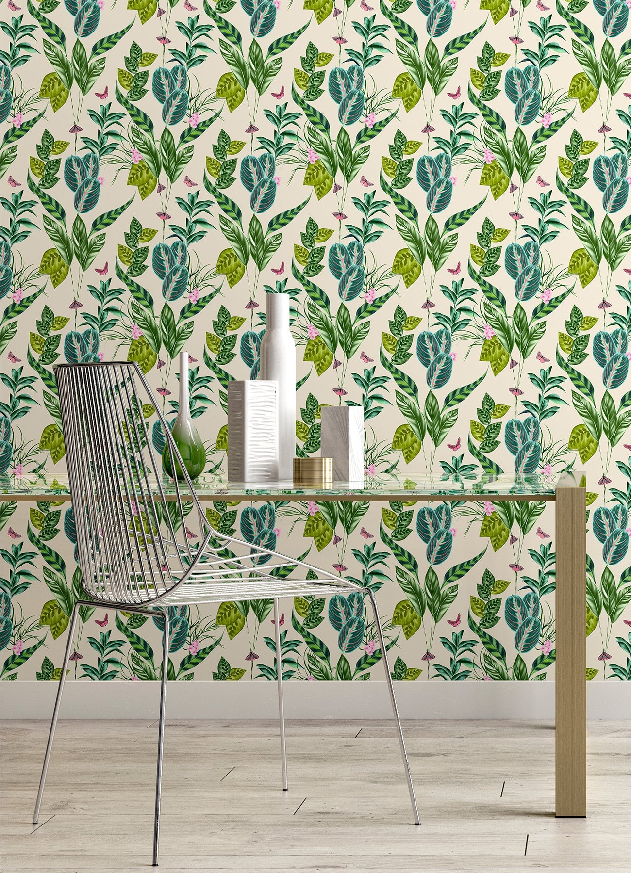 ohpopsi Spirit Green Tropical Foliage Wallpaper, 19.7-in by 33-ft