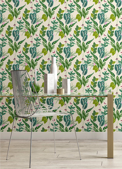 ohpopsi Spirit Green Tropical Foliage Wallpaper, 19.7-in by 33-ft