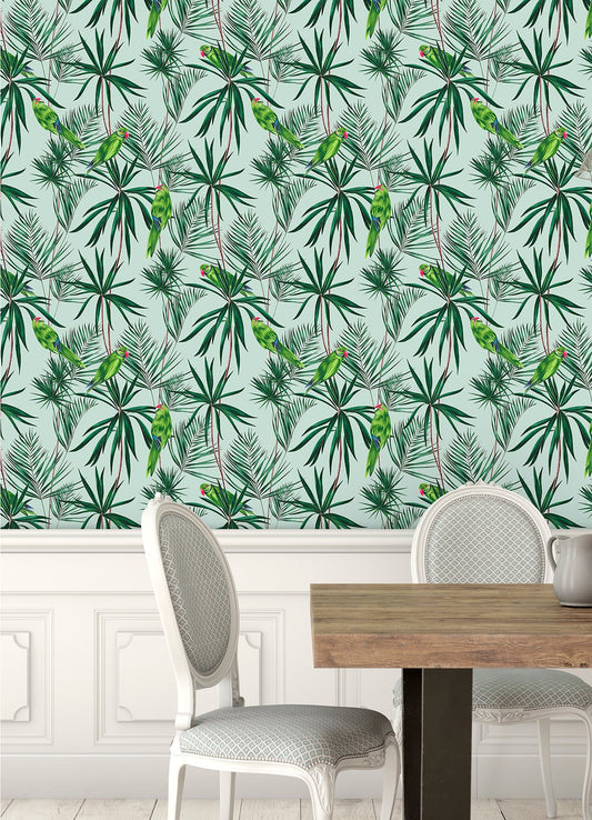 ohpopsi Pebbles Mint Paradise Wallpaper, 19.7-in by 33-ft