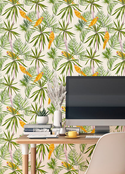 ohpopsi Pebbles Green Paradise Wallpaper, 19.7-in by 33-ft