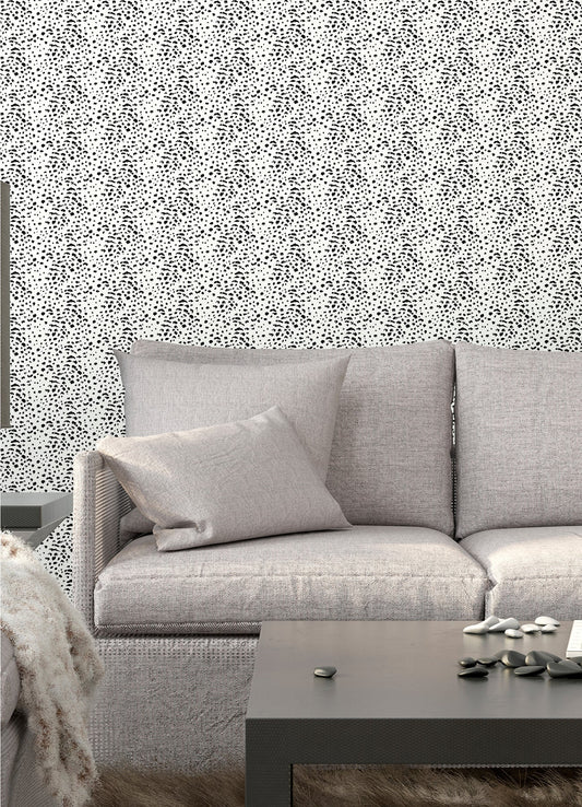 ohpopsi Ula White Cheetah Spot Wallpaper, 19.7-in by 33-ft