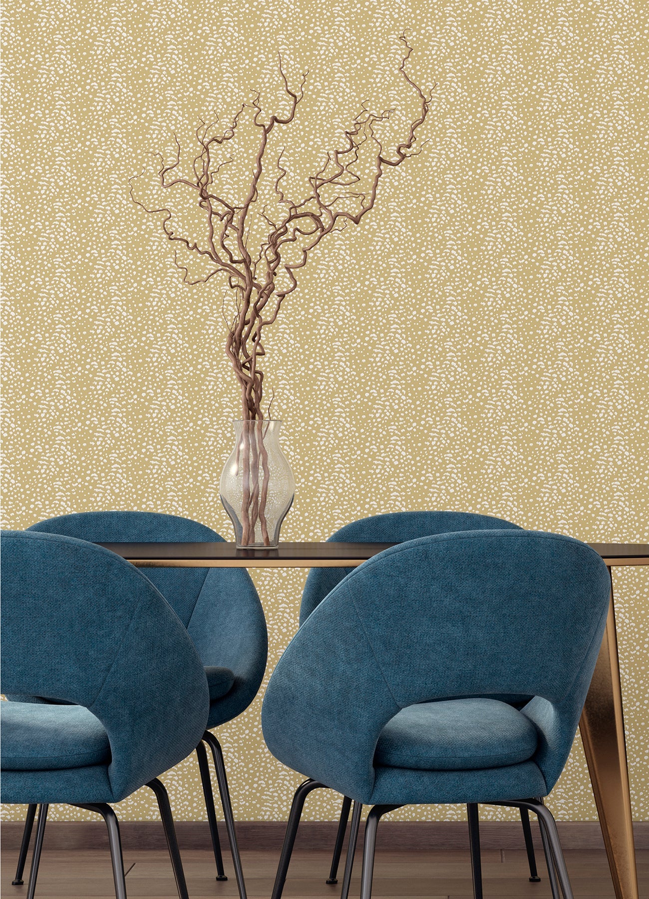 ohpopsi Ula Mustard Cheetah Spot Wallpaper, 19.7-in by 33-ft