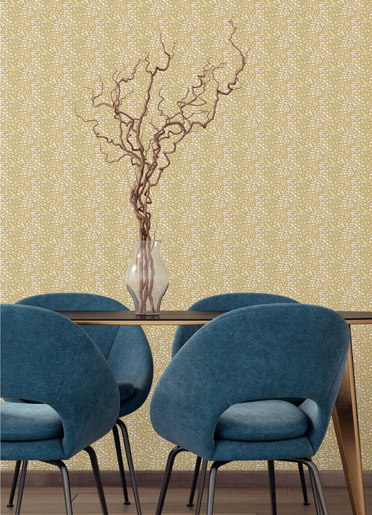 ohpopsi Ula Mustard Cheetah Spot Wallpaper, 19.7-in by 33-ft